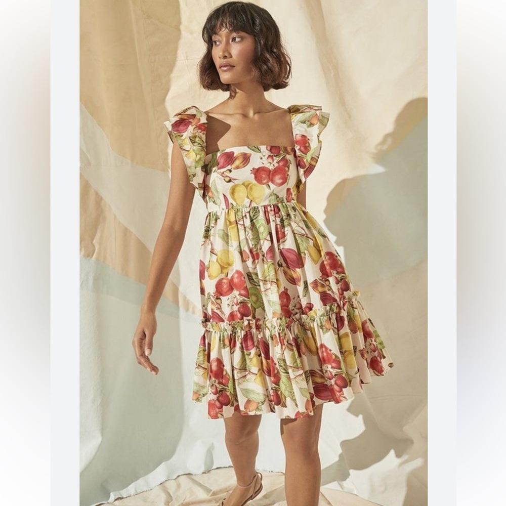 Ivory Fruit Print Lexa Mini Dress